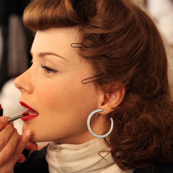 KATE SPADE • Silver Razzle Dazzle Hoop Crystal Earrings - Picture 2 of 4